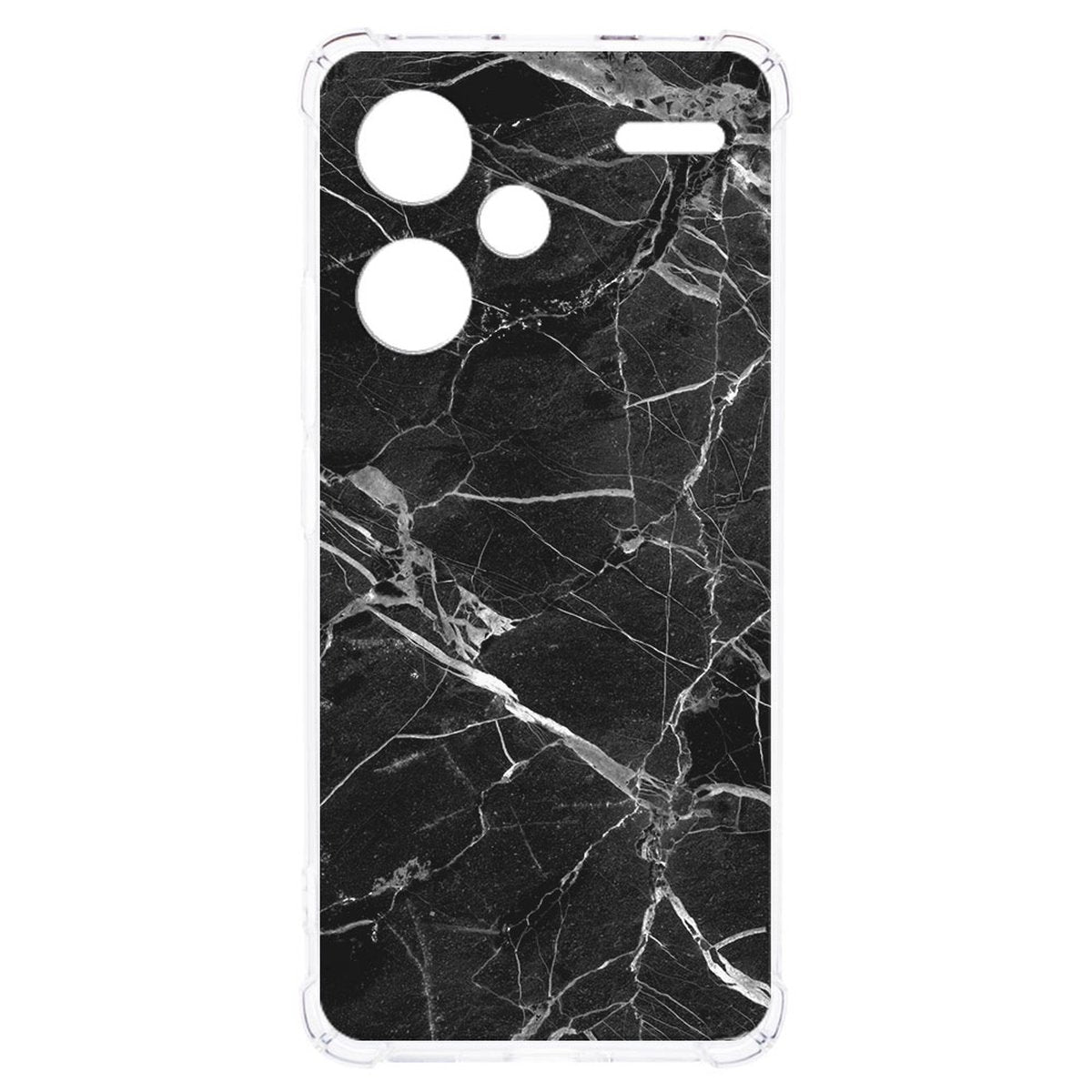 Xiaomi Redmi 13 Pro Plus Hoesje - Marmer Zwart TPU Antishock marmer zwart design achterkant