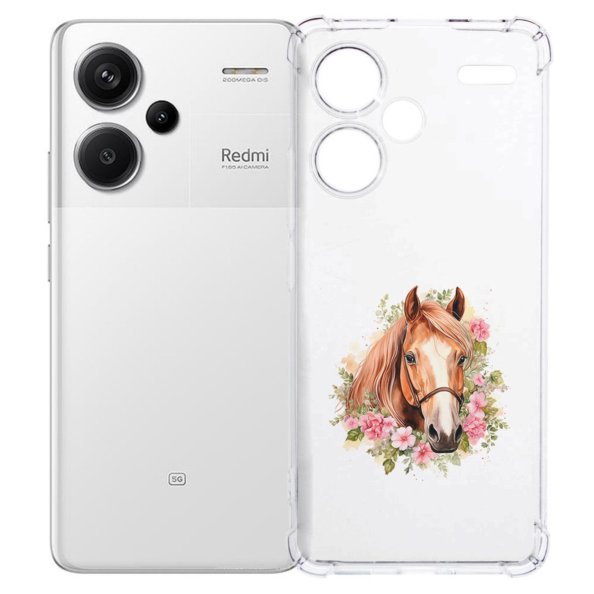 Xiaomi Redmi 13 Pro Plus Hoesje Paard TPU Antishock doorzichtig paardendesign