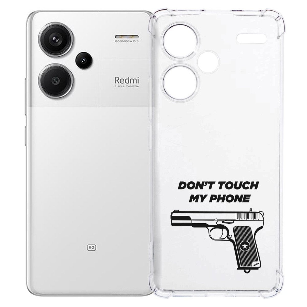 Xiaomi Redmi 13 Pro Plus Hoesje Pistol DTMP TPU Antishock achterkant transparant pistool ontwerpelementen