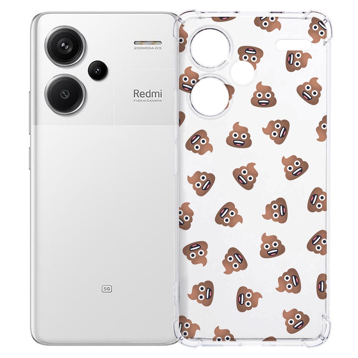 Xiaomi Redmi 13 Pro Plus Hoesje Poep Emojis TPU Antishock transparant schokbestendig design