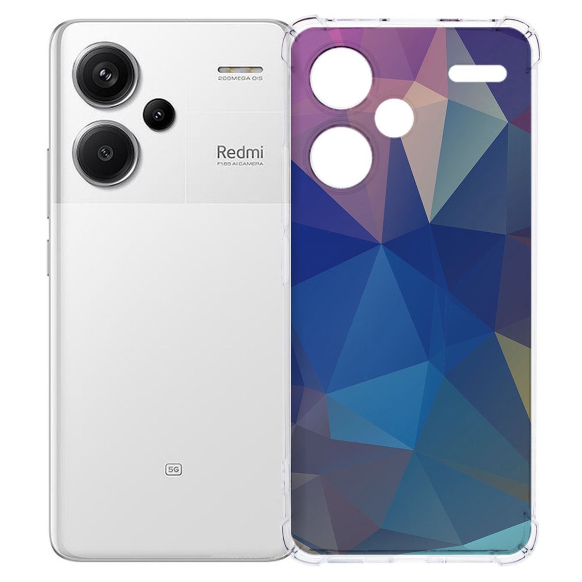 Xiaomi Redmi 13 Pro Plus Hoesje Polygon Dark TPU Antishock achterkant