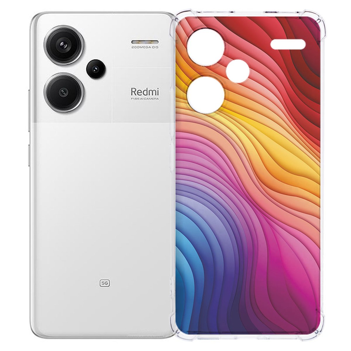Xiaomi Redmi 13 Pro Plus Hoesje Regenboog TPU Antishock transparant achterkant kleurrijk design