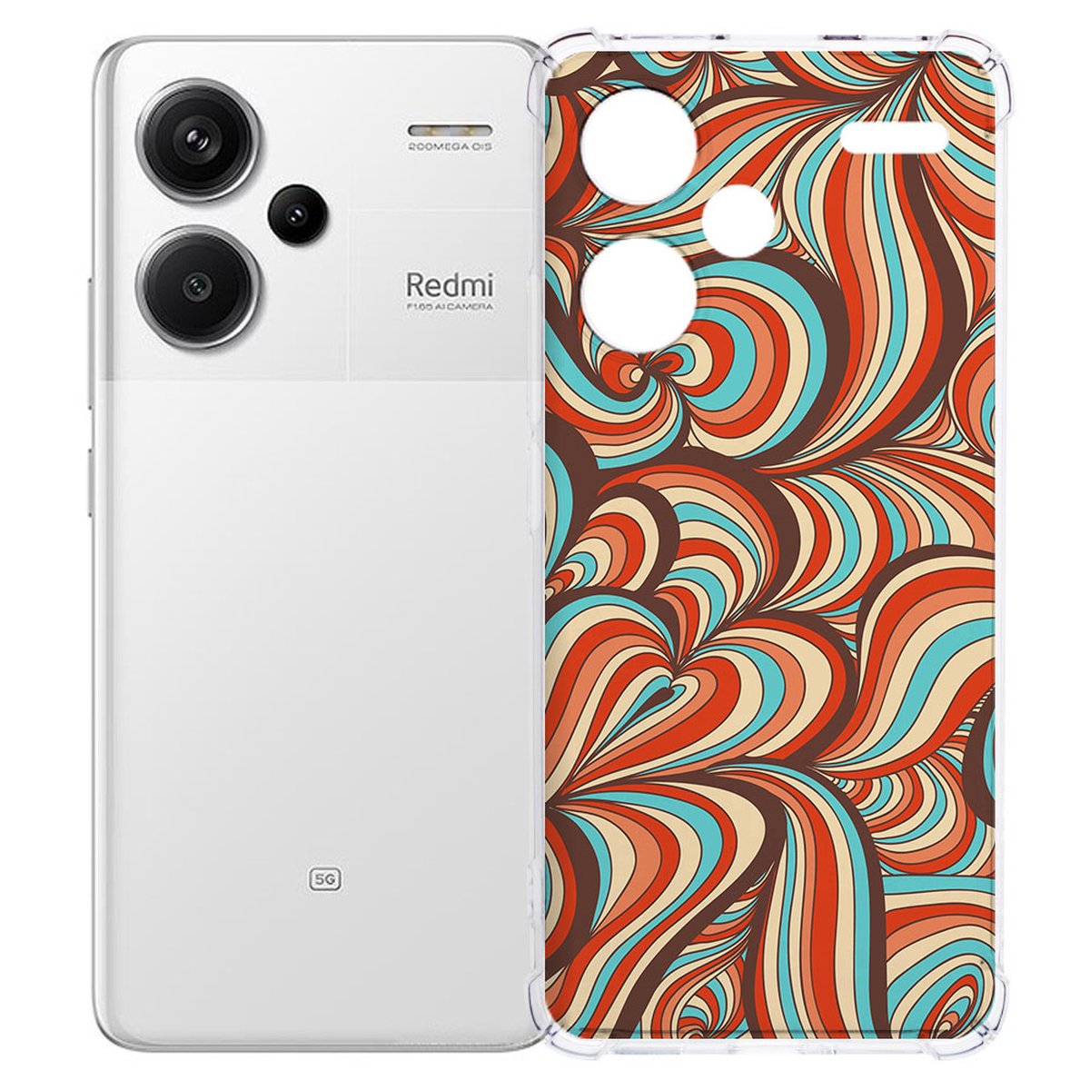 Xiaomi Redmi 13 Pro Plus Hoesje Retro TPU Antishock design kleurrijk aanzicht
