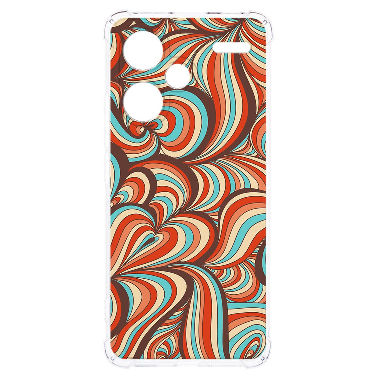 Xiaomi Redmi 13 Pro Plus Hoesje Retro TPU Antishock kleurrijk patroon achterkant