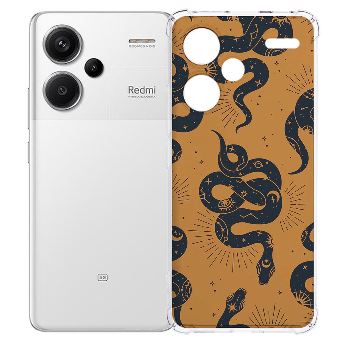 Xiaomi Redmi 13 Pro Plus Hoesje Snakes TPU Antishock achterkant design slangenpatroon