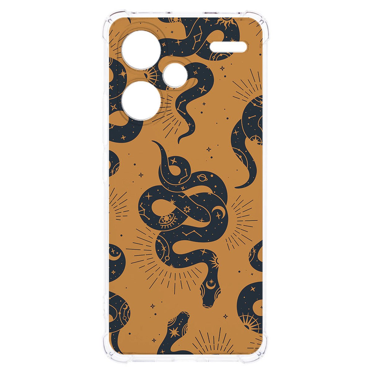 Xiaomi Redmi 13 Pro Plus Hoesje Snakes TPU Antishock slangen patroon transparant design aanzicht