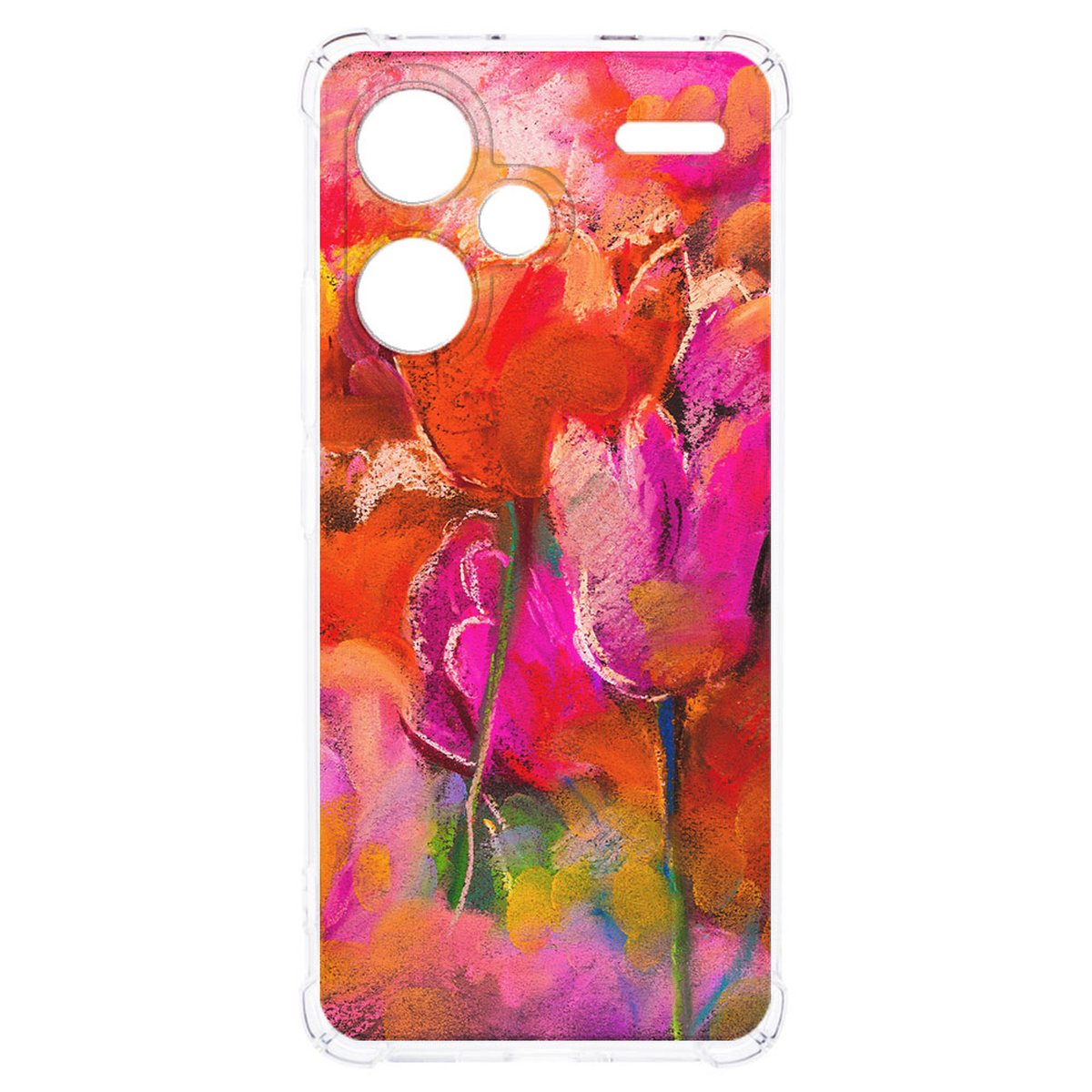 Xiaomi Redmi 13 Pro Plus Hoesje Tulips TPU Antishock hoofdzijde design bloemen kleurrijk