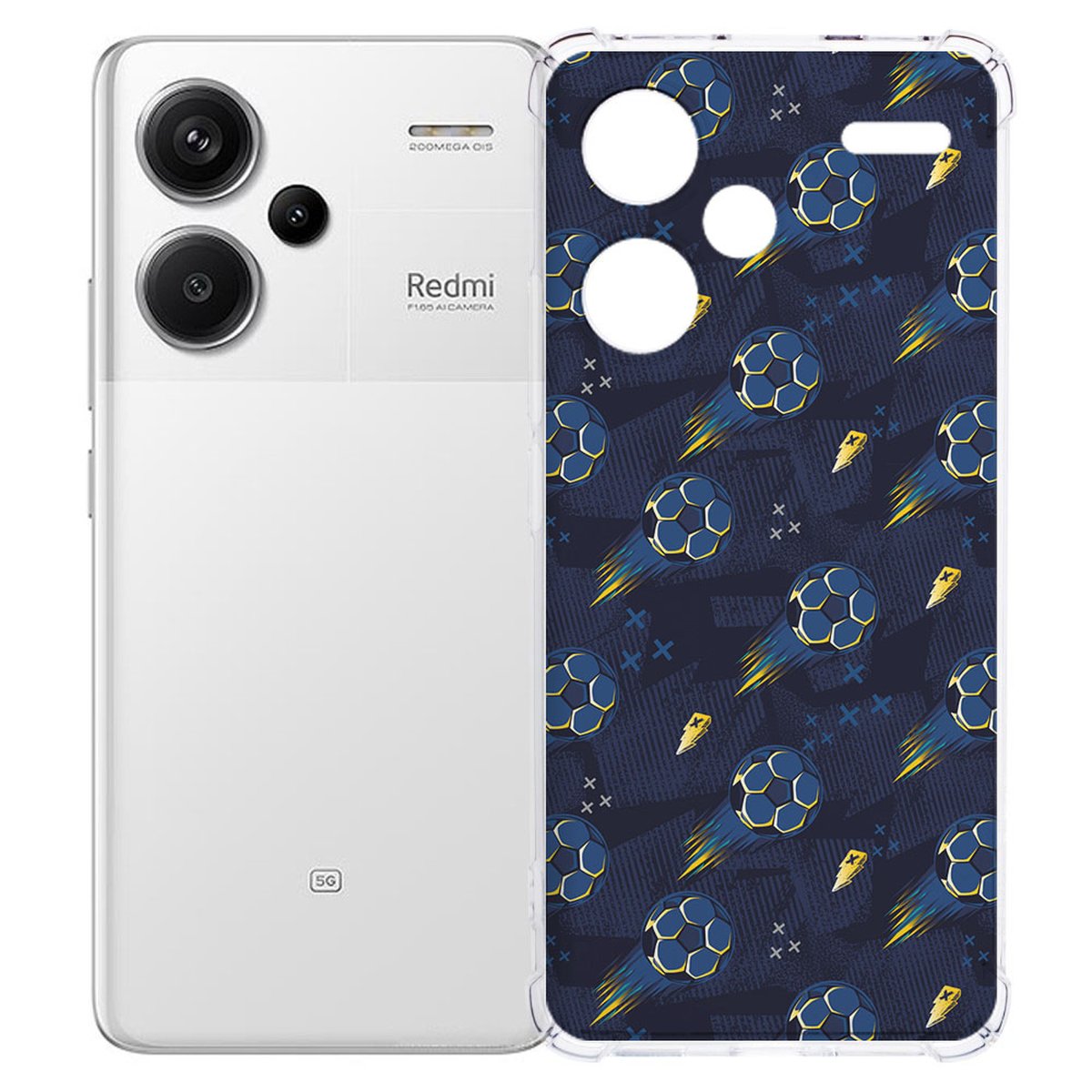 Xiaomi Redmi 13 Pro Plus Hoesje Voetbal TPU Antishock design voetbal aanzicht