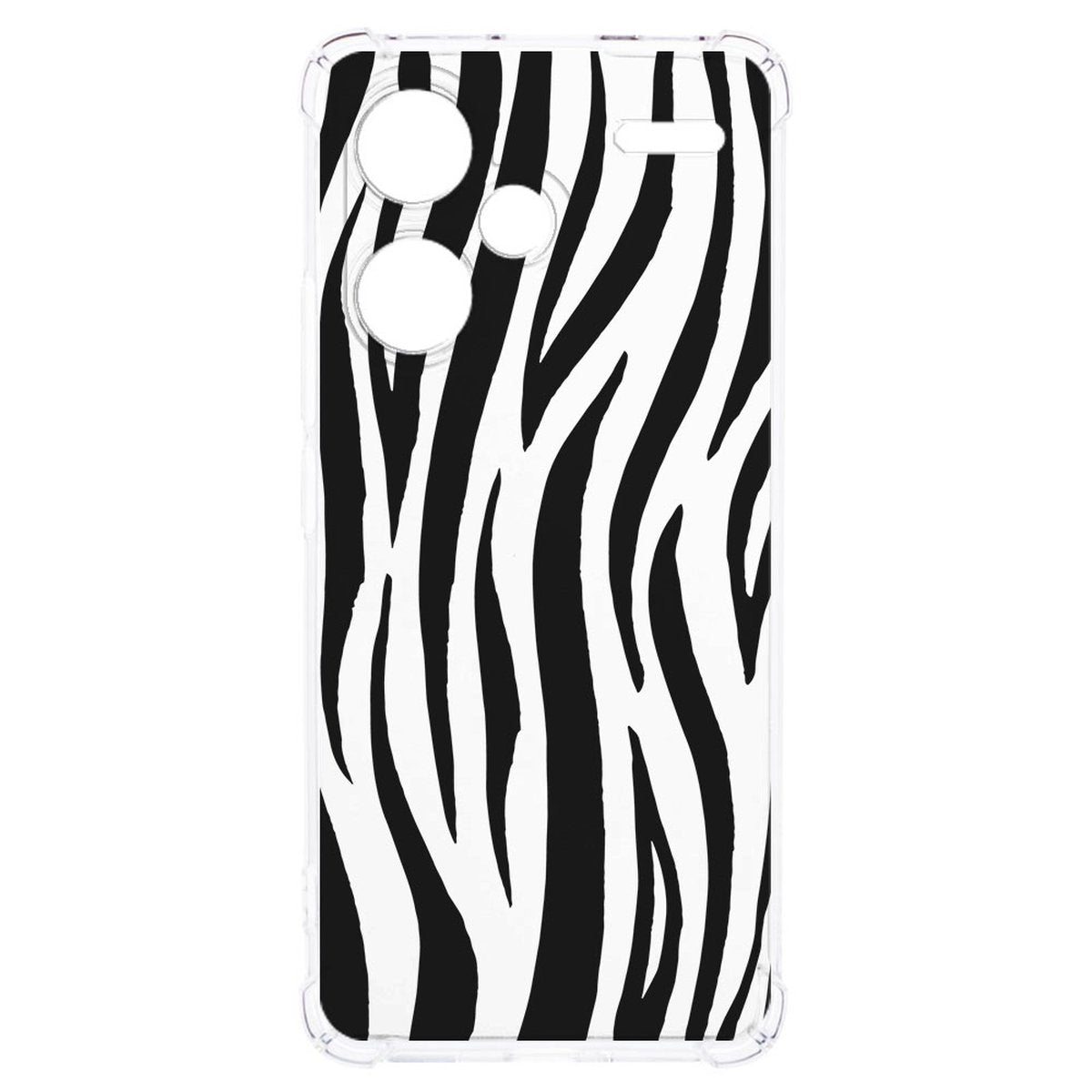Xiaomi Redmi 13 Pro Plus Hoesje Zebra TPU Antishock zwart wit dierenprint transparant