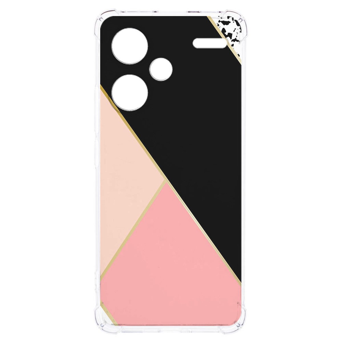 Xiaomi Redmi 13 Pro Plus Hoesje Zwart Roze Vormen TPU Antishock ontwerp achterzijde