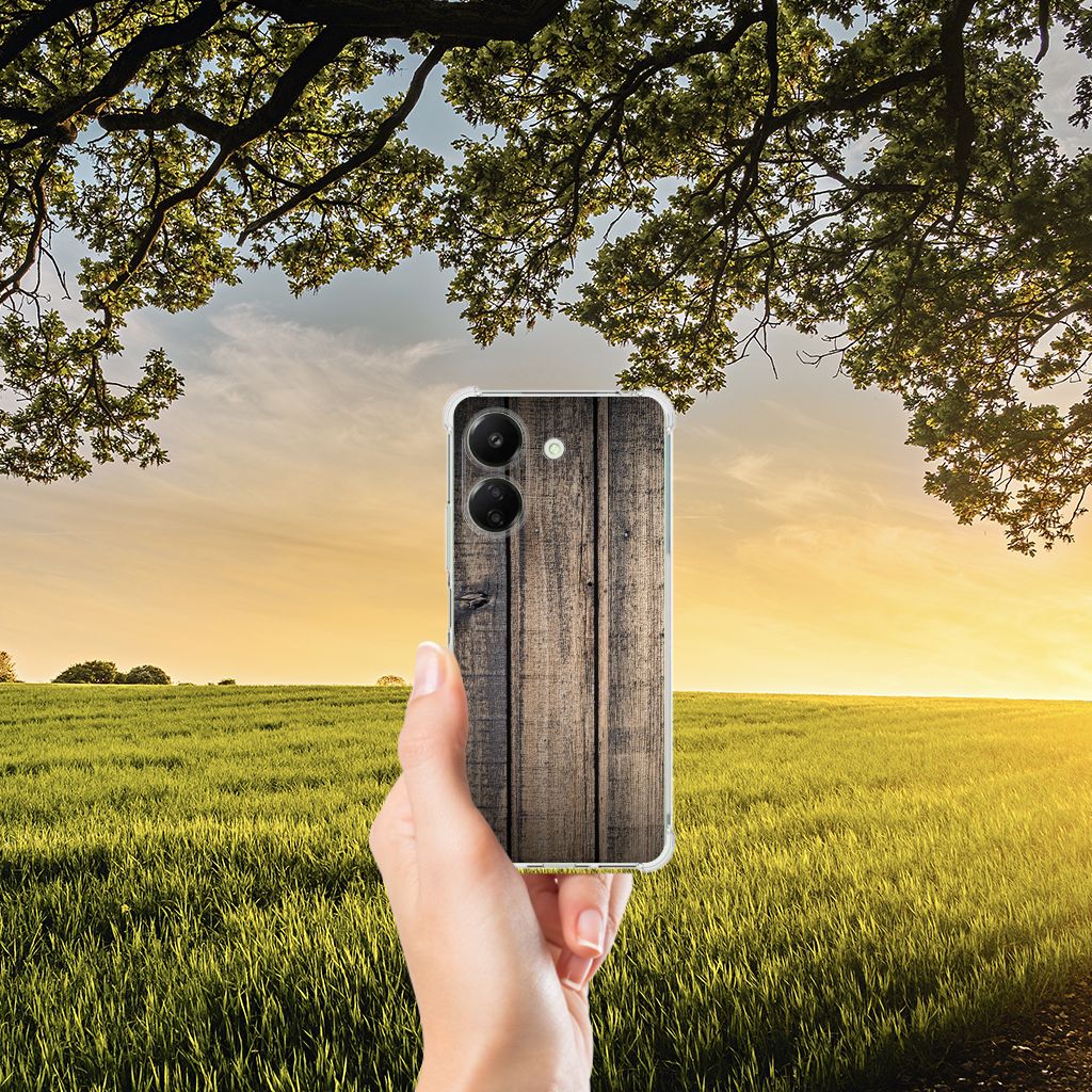 Xiaomi Redmi 13C 4G Stevig Telefoonhoesje Steigerhout achterkant natuur zonsondergang
