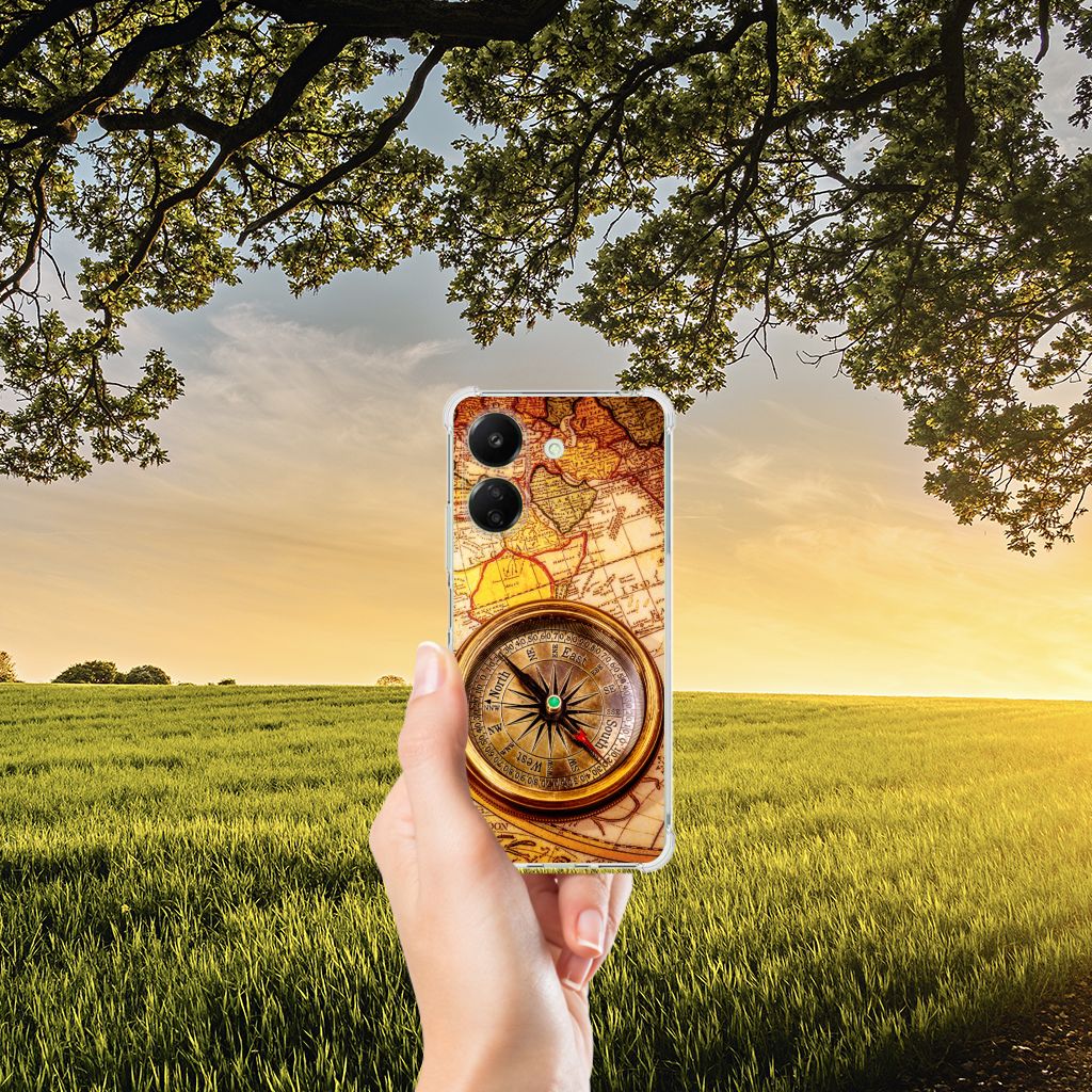 Xiaomi Redmi 13C 4G Telefoonhoesje met valbescherming Kompas achterzijde hand