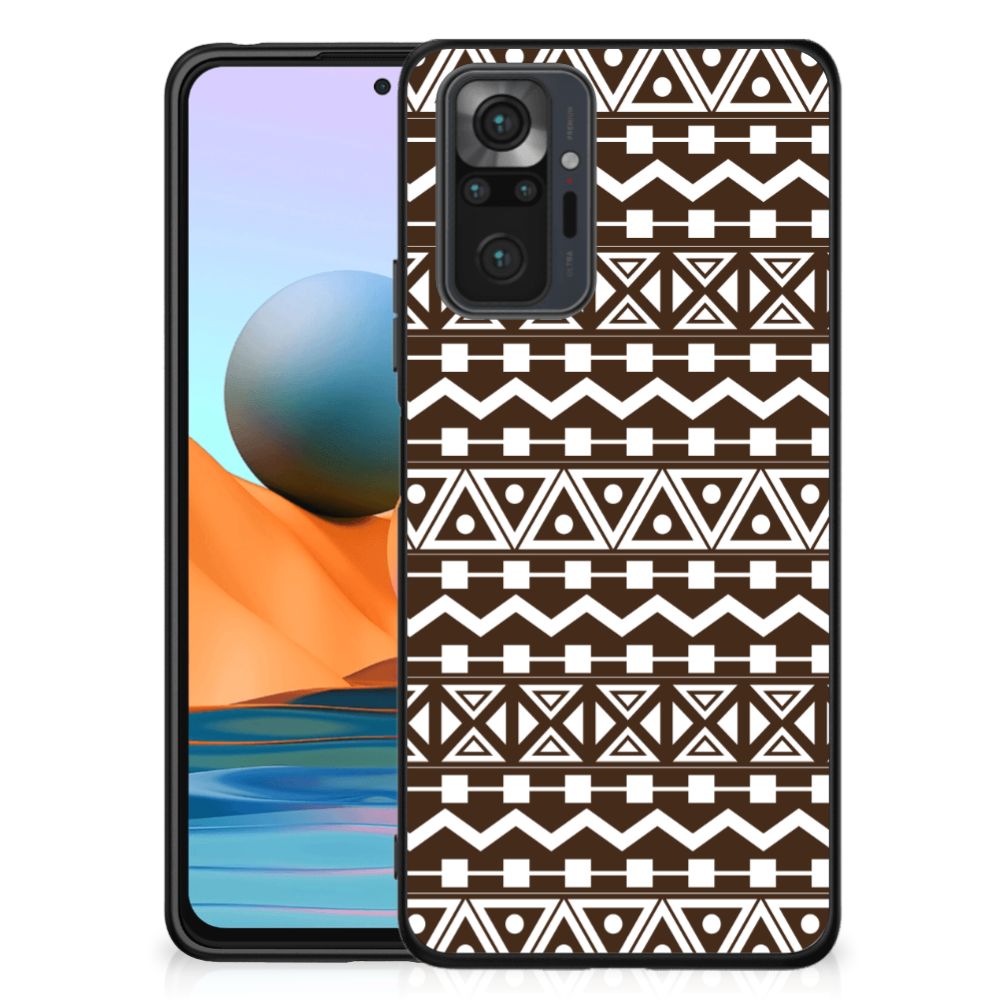 Xiaomi Redmi Note 10 Pro Back Case Aztec Brown hoesje patronen bruin