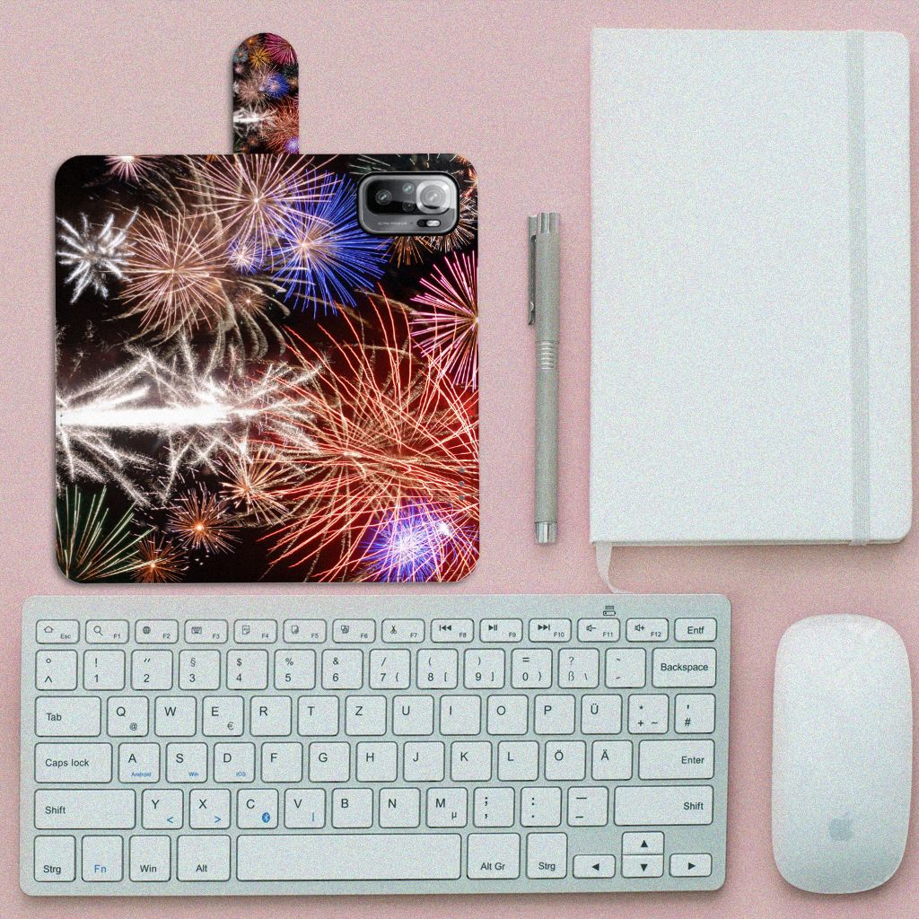 Xiaomi Redmi Note 10/10T 5G | Poco M3 Pro Wallet Case met Pasjes Vuurwerk