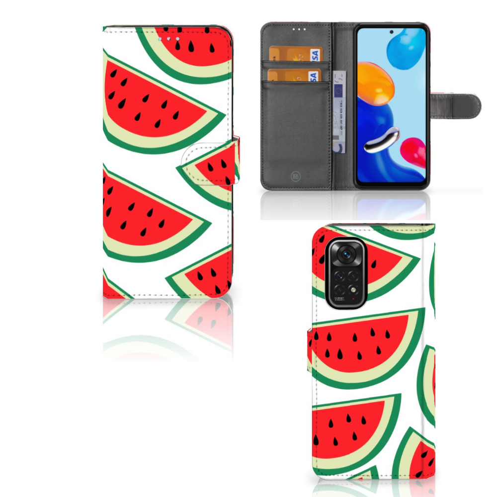 Xiaomi Redmi Note 11/11S Book Cover Watermelons design watermeloenen voorkant achterkant