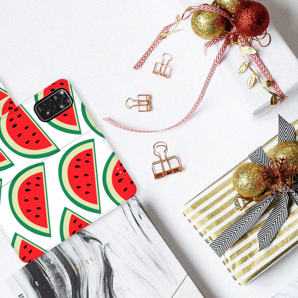 Xiaomi Redmi Note 11/11S Book Cover Watermelons design watermeloenen aanzicht