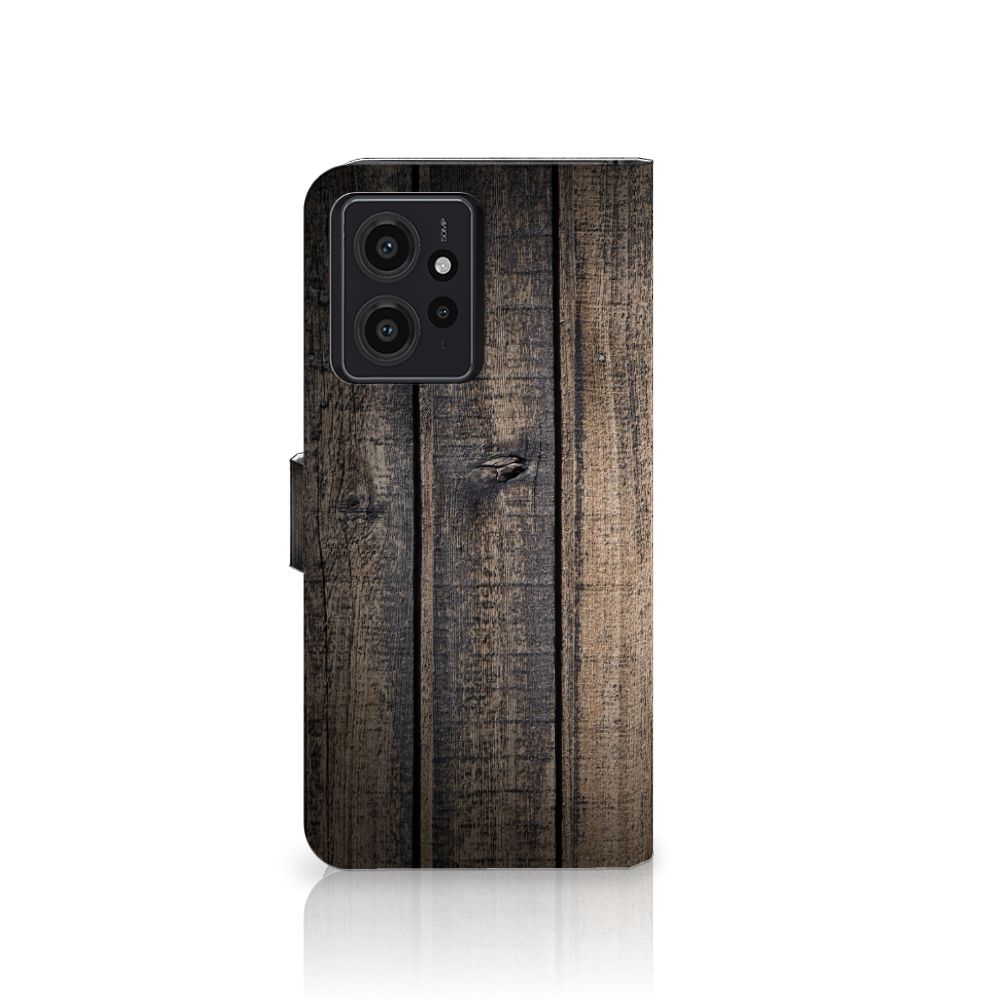 Xiaomi Redmi Note 12 4G Book Style Case Steigerhout met een robuust houten design voor bescherming en uitstraling