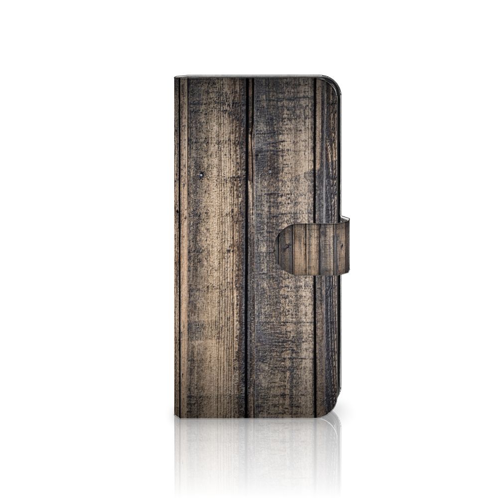 Xiaomi Redmi Note 12 4G Book Style Case Steigerhout - Stoere houten design met ruimte voor 3 pasjes.