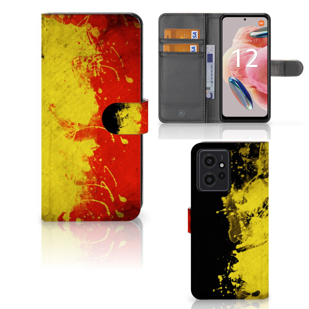 Xiaomi Redmi Note 12 4G Bookstyle Case België design België kleuren aanzicht