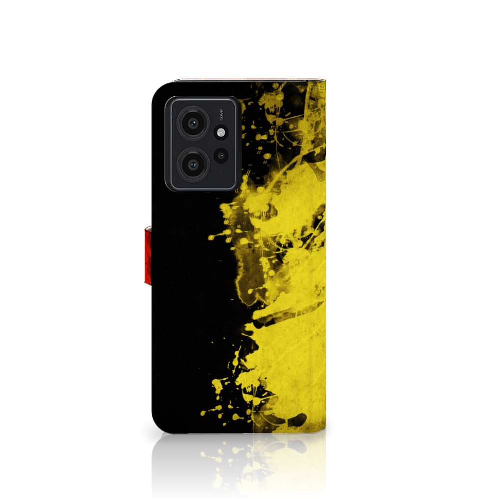 Xiaomi Redmi Note 12 4G Bookstyle Case België design zwart geel aanzicht