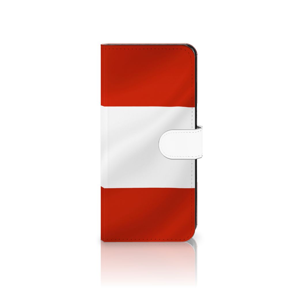 Xiaomi Redmi Note 12 4G Bookstyle Case Oostenrijk vlag rood wit design voorkant