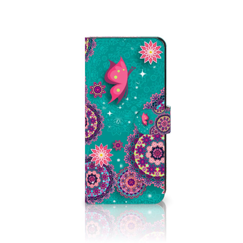 Xiaomi Redmi Note 12 4G Hoesje Cirkels en Vlinders bookstyle case design cirkels vlinders aanzicht