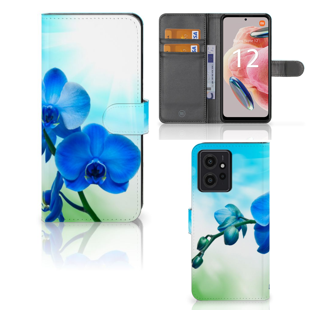 Xiaomi Redmi Note 12 4G Hoesje Orchidee Blauw hoesje orchidee blauw aanzicht