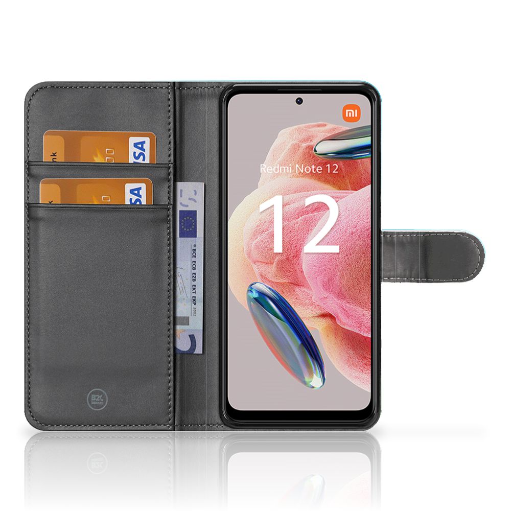 Xiaomi Redmi Note 12 4G Hoesje Orchidee Blauw cadeau voor je moeder designnaam open aanzicht