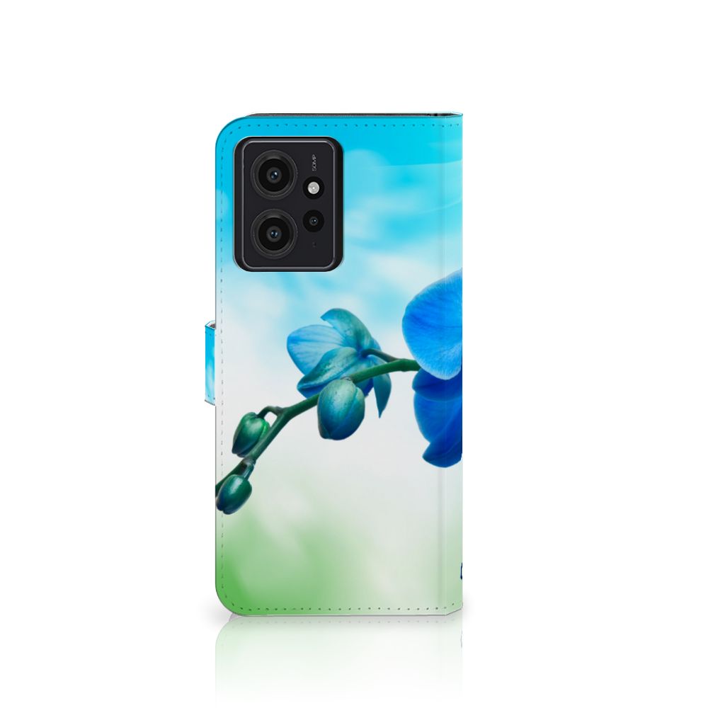 Xiaomi Redmi Note 12 4G Hoesje Orchidee Blauw cadeautje bloemen ontwerp achterkant
