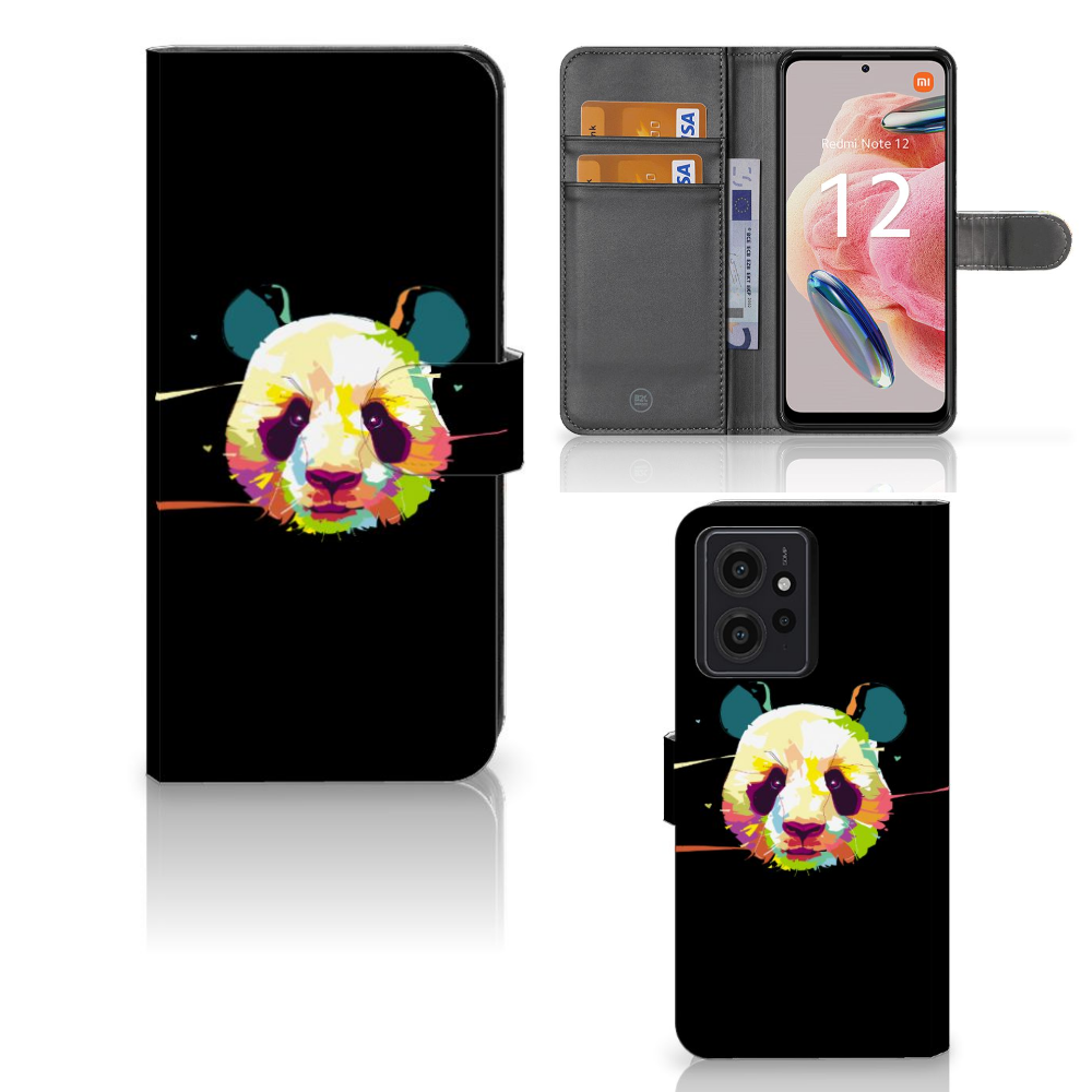 Xiaomi Redmi Note 12 4G Leuk Hoesje Panda Color telefoonhoesje panda kleurrijk aanzicht