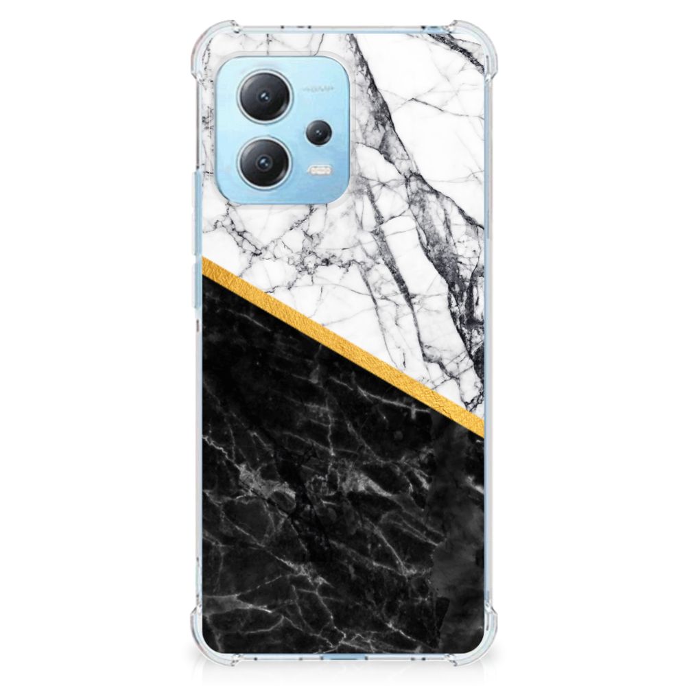 Xiaomi Redmi Note 12 5G Anti-Shock Hoesje Marmer Wit Zwart - Origineel Cadeau Man B2C Telecom