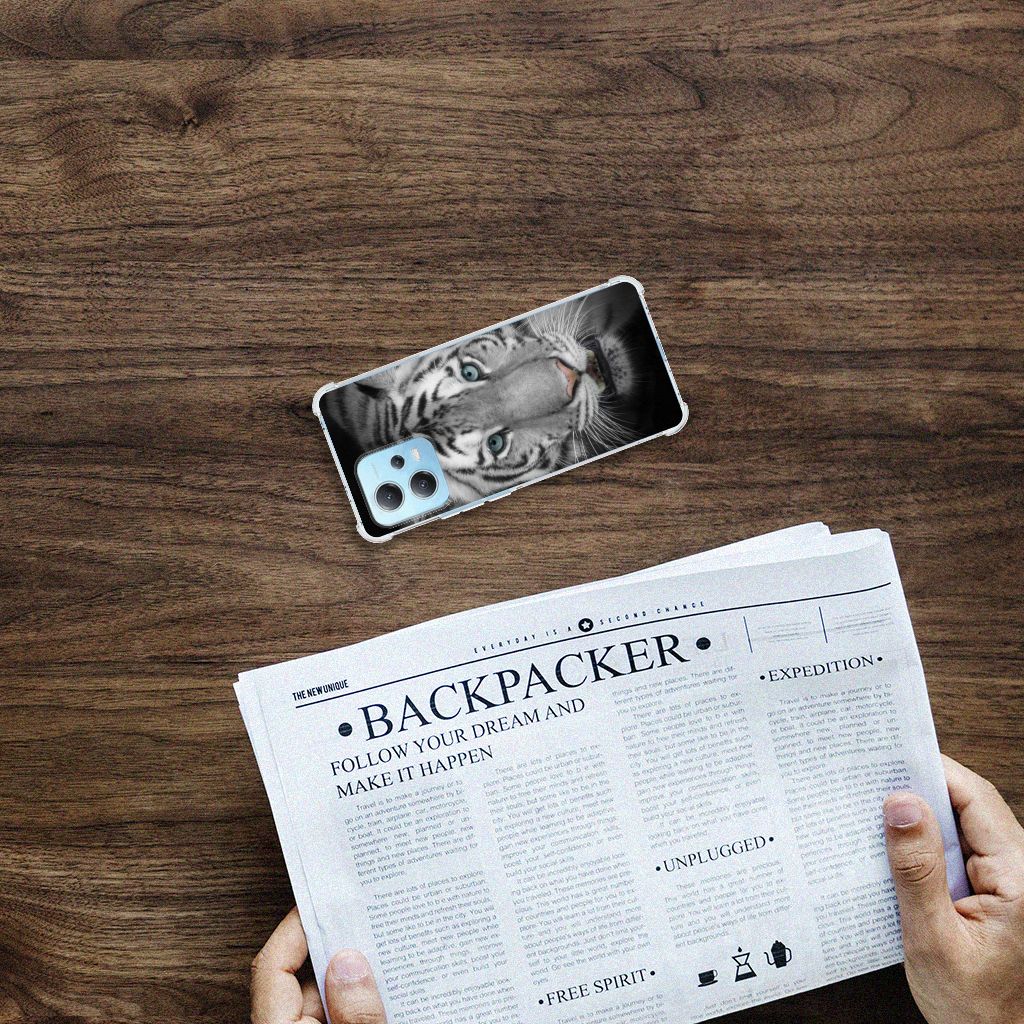 Xiaomi Redmi Note 12 5G Case Anti-shock Tijger bovenaanzicht telefoonhoesje met tijgerontwerp