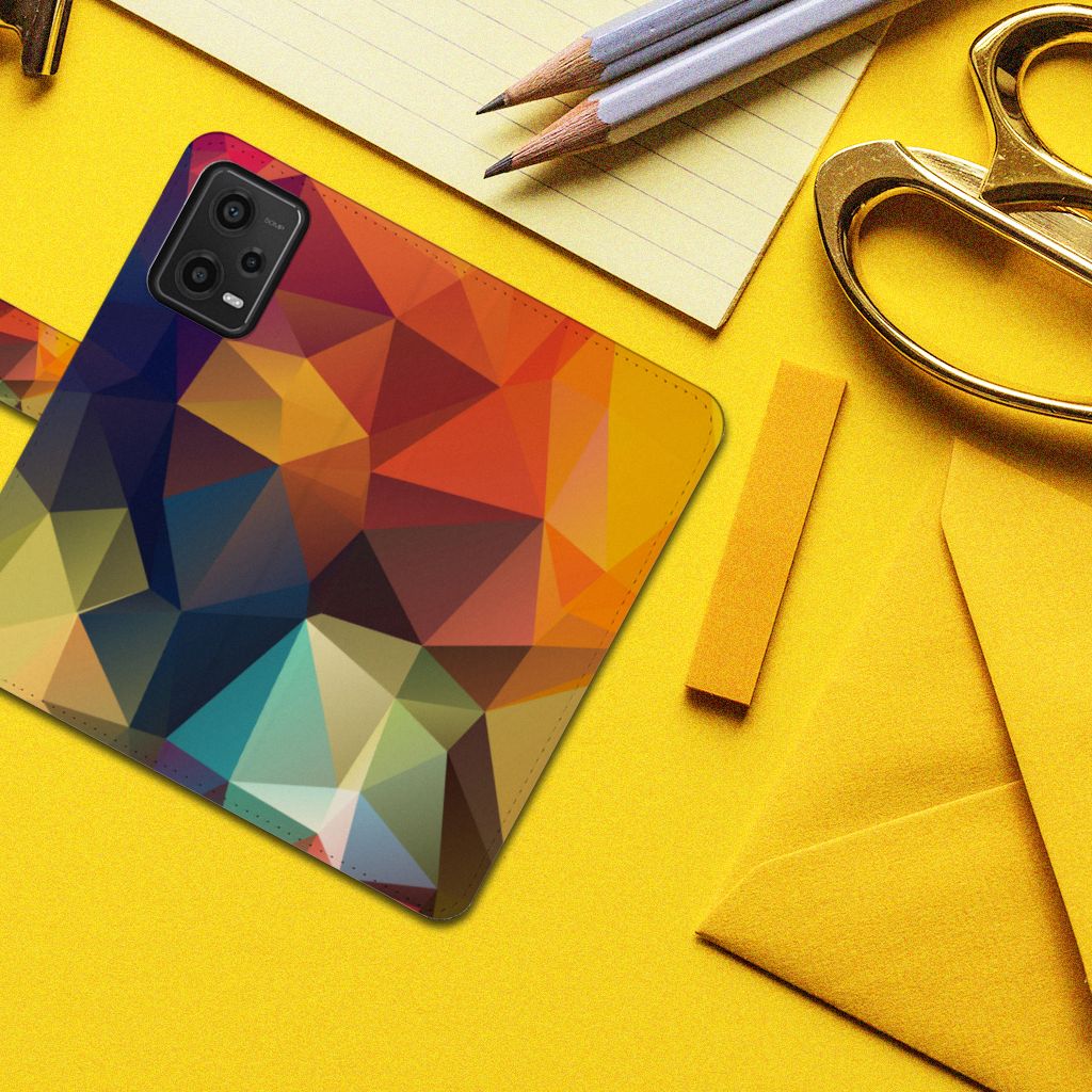 Xiaomi Redmi Note 12 5G | Poco X5 Book Case Polygon Color bovenaanzicht met geometrisch ontwerp.