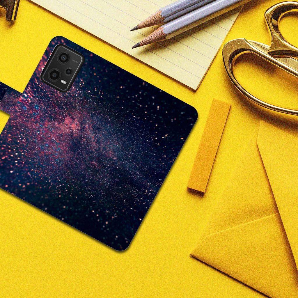 Xiaomi Redmi Note 12 5G Poco X5 Book Case Stars design kunstzinnig glitterachtig aanzicht