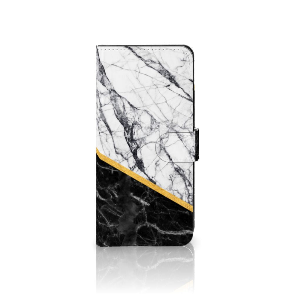 Xiaomi Redmi Note 12 5G | Poco X5 Bookcase Marmer Wit Zwart design zwart wit marmer voorkant