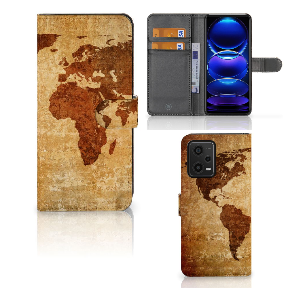 Xiaomi Redmi Note 12 5G | Poco X5 Flip Cover Wereldkaart