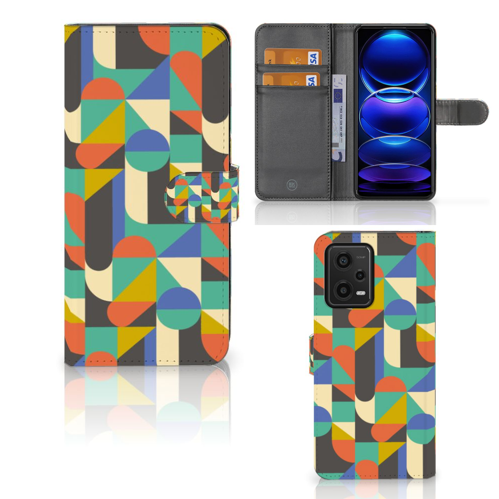 Xiaomi Redmi Note 12 5G Poco X5 Telefoon Hoesje Funky Retro design kleurrijk aanzicht