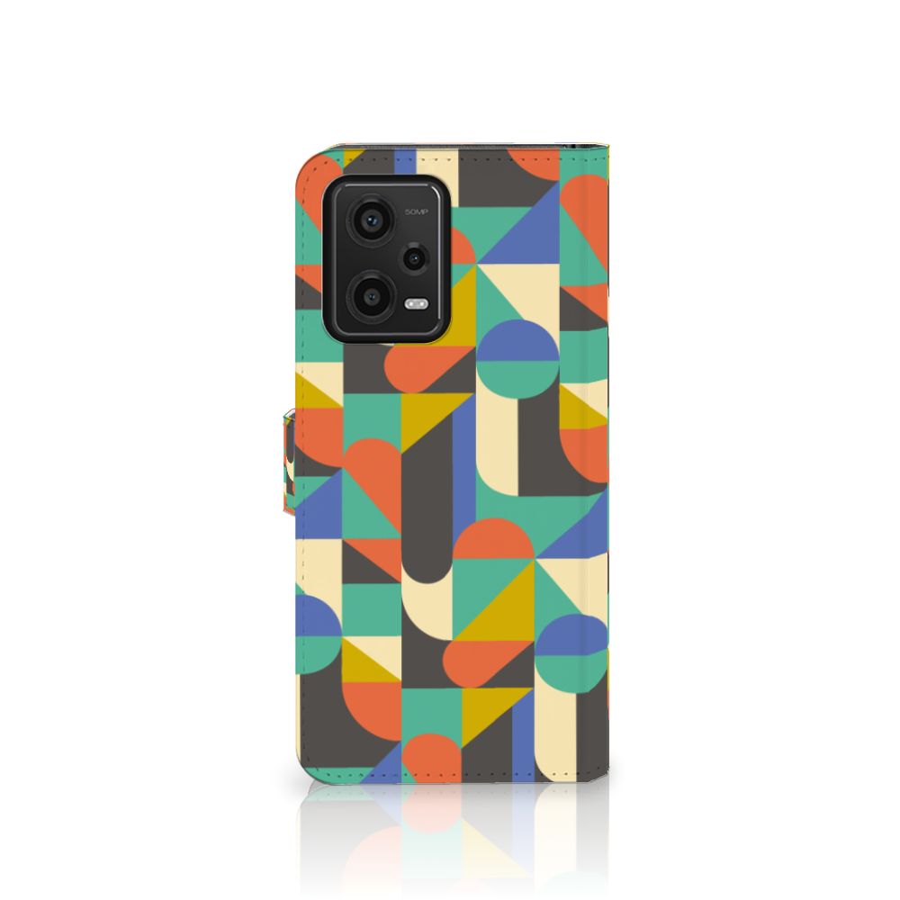 Xiaomi Redmi Note 12 5G Poco X5 Telefoon Hoesje Funky Retro design kleurrijk zij aanzicht