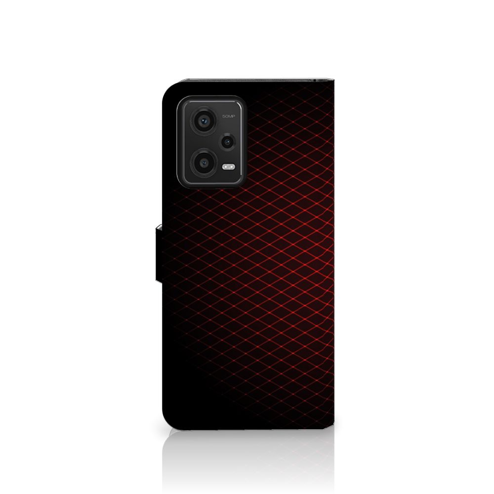Xiaomi Redmi Note 12 5G | Poco X5 Telefoon Hoesje Geruit Rood in stijlvol ontwerp met rood en zwart