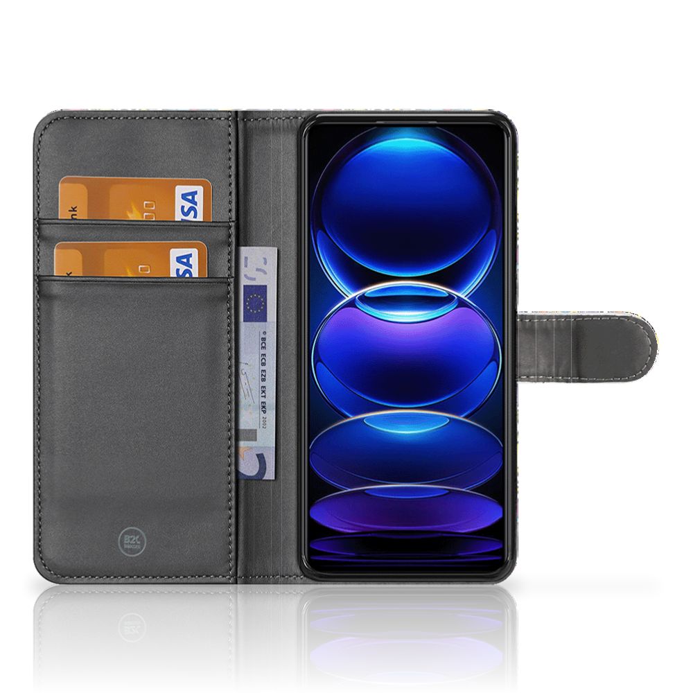 Xiaomi Redmi Note 12 5G Poco X5 Wallet Case met Pasjes Punk Rock binnenkant met telefoon en pasjes