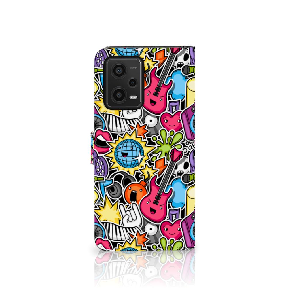 Xiaomi Redmi Note 12 5G Poco X5 Wallet Case met Pasjes Punk Rock design punkrock aanzicht