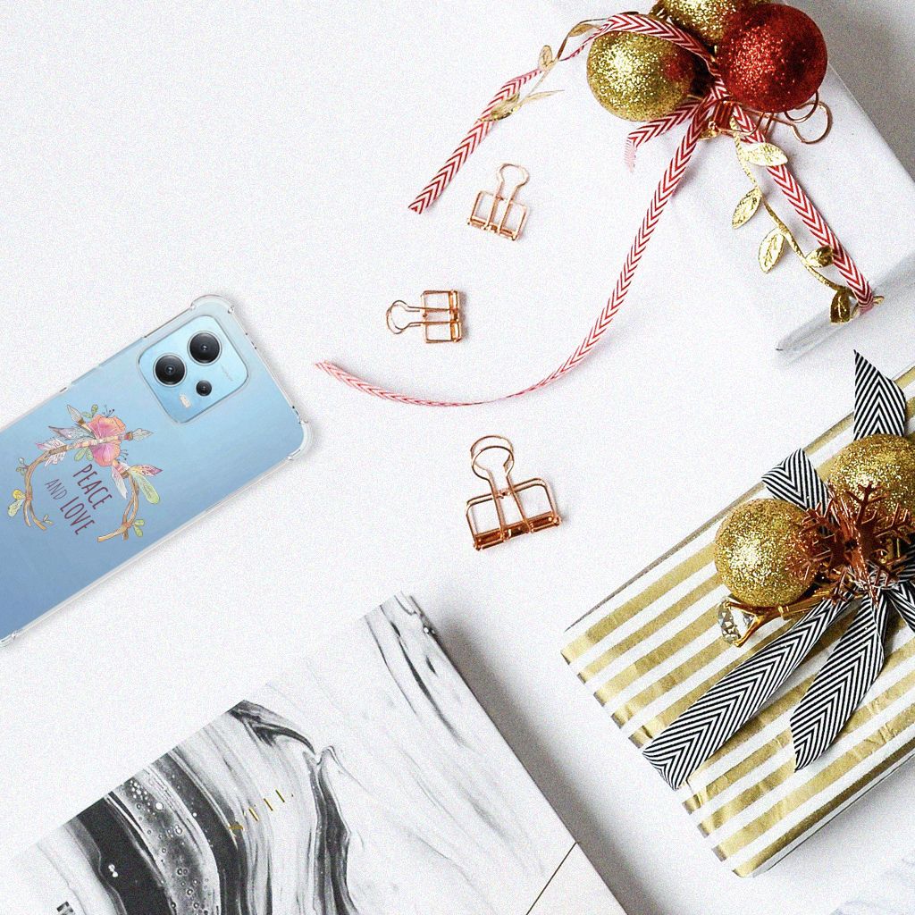 Xiaomi Redmi Note 12 5G Stevig Bumper Hoesje Boho Text bovenaanzicht