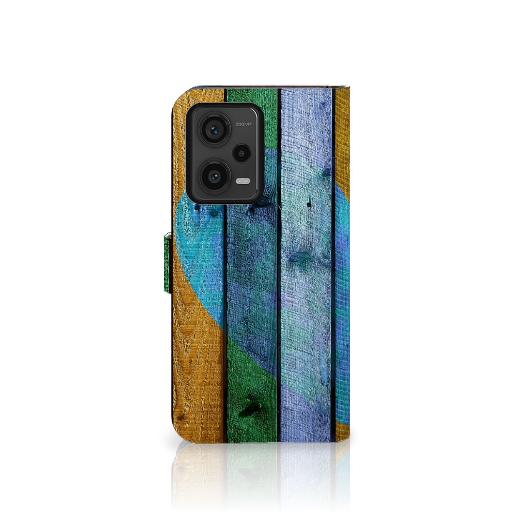 Xiaomi Redmi Note 12 Pro Plus Book Style Case Wood Heart voorkant