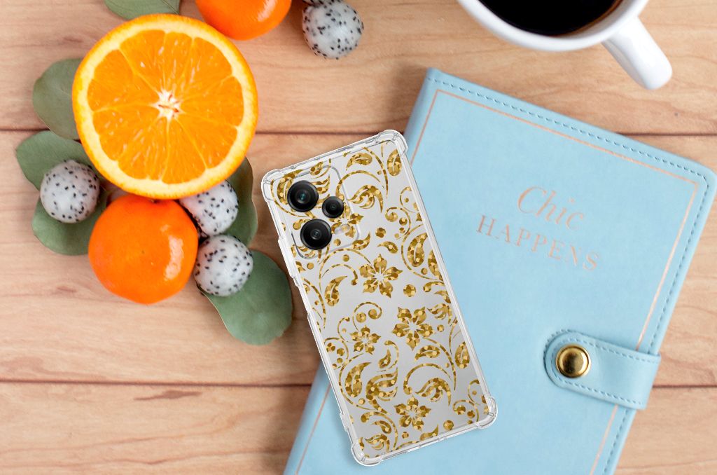 Xiaomi Redmi Note 12 Pro Plus Case Gouden Bloemen B2C Telecom