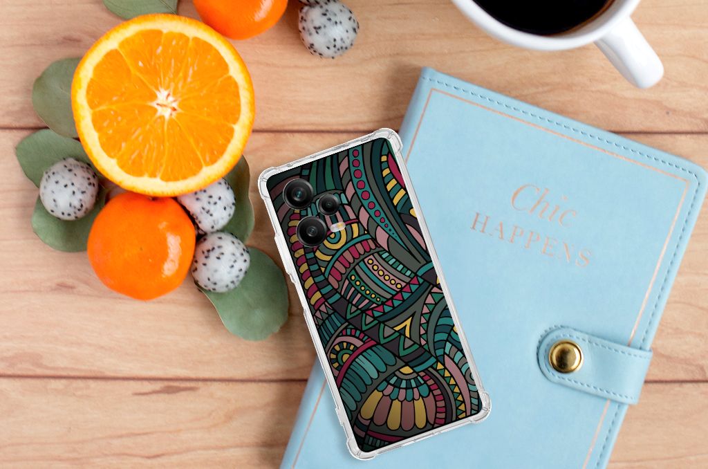 Xiaomi Redmi Note 12 Pro Plus Doorzichtige Silicone Hoesje Aztec bovenkant