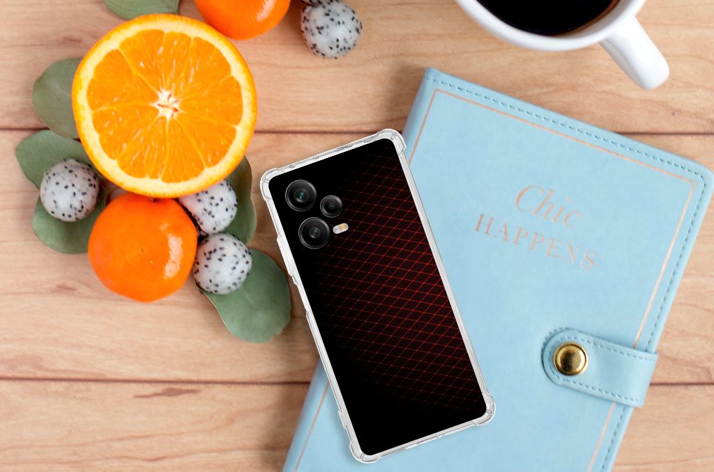 Xiaomi Redmi Note 12 Pro Plus Doorzichtige Silicone Hoesje Geruit Rood B2C Telecom