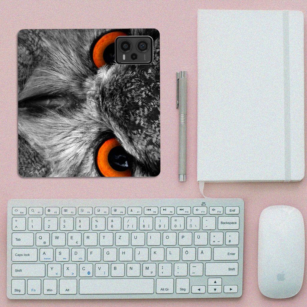 Xiaomi Redmi Note 12 Pro Plus Hoesje maken Uil design uil close-up