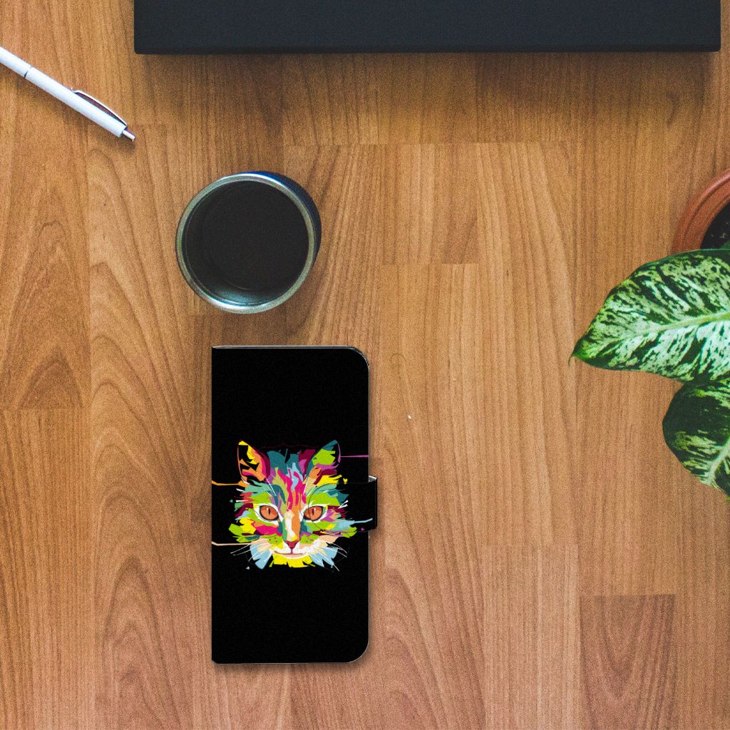Xiaomi Redmi Note 12 Pro Plus Leuk Hoesje Cat Color ontwerp kat kleurrijk aanzicht