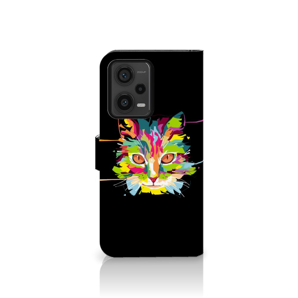 Xiaomi Redmi Note 12 Pro Plus Leuk Hoesje Cat Color kat kleur ontwerp vooraanzicht