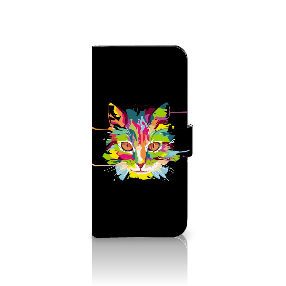 Xiaomi Redmi Note 12 Pro Plus Leuk Hoesje Cat Color kleurrijke kat zwart design voorkant